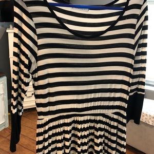 Black and white striped knit dress